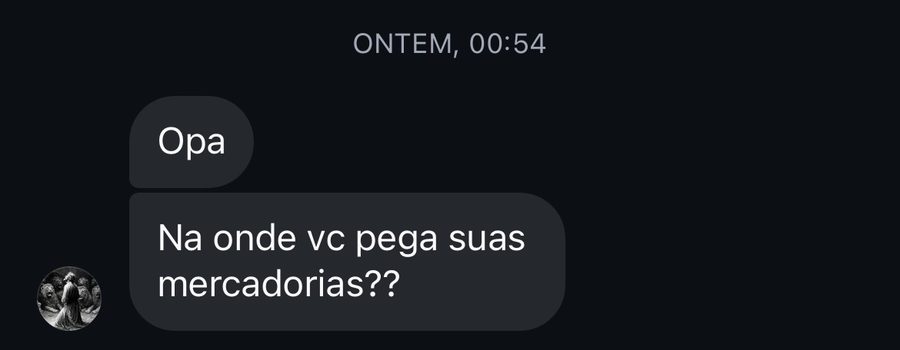 Print de conversa perguntando onde compra as mercadorias